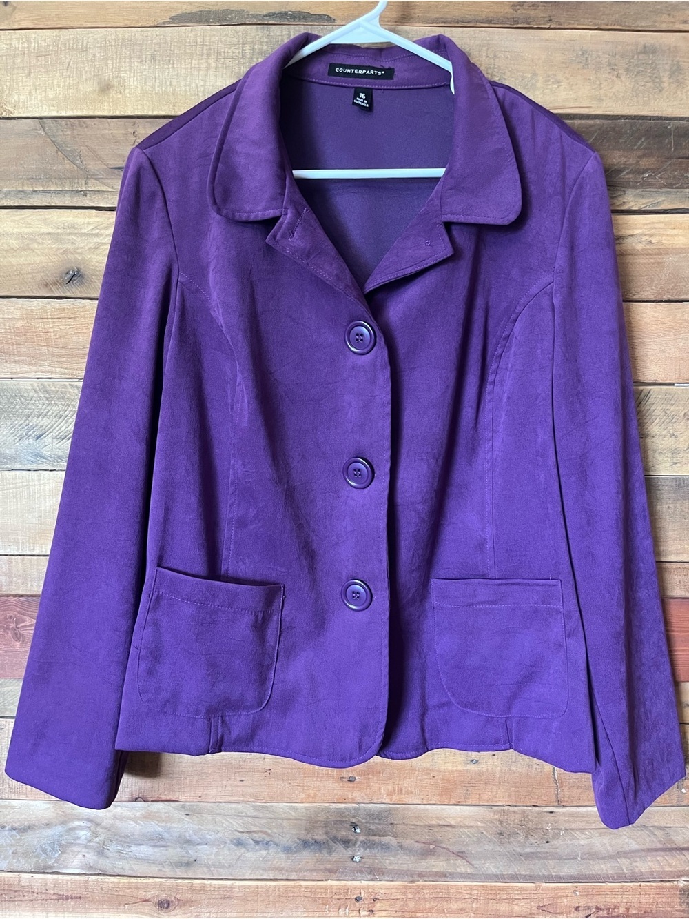 Counterparts Plum Suede-Look Button Jacket